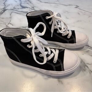 Classic Black and White Kids High-Top Sneakers-Falls Creek